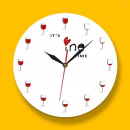 Wall Clocks Red Wine Decorative Clock Modern Design It's Time Watch Vintage Decor Unique Gift Idea For Lover