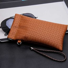 Sunglasses Cases Bags 2022 Fashion PU Leather Woven Glasses Box For Eyeglass Women Portable Glasses Case Men Sunglasses Bag Holder Accessories J230328