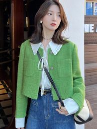 Women's Jackets Fall Winter Korean Fashion Small Fragrance Tweed Jacket Coat Women European Style Slim Short Coats Elegant Sweet Outwear