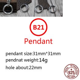 B21 S925 Sterling Silver Pendant Personalised Fashion Simple Couple Creative Circle Key Chain Letter Net Red Punk Hip Hop Dance Style Jewellery Lover Gift