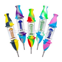 6 Arm Tree Silicone Nectar Collector with 10mm stainless steel tip smoke accessory smoke pipe dab oil rig