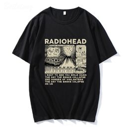 Mens TShirts Radiohead Vintage Print T Shirt Mens Oversized 100% Cotton Unisex Tshirts Hip Hop Rock Band Music Album Tees Harajuku Male Tops 230329