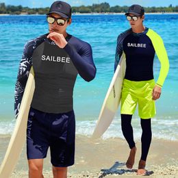 Men's Swimwear Sailbee Men's UV Protective Swimwear Long Sleeve Swimwear Men's Rashguard Surfing Rashguard Surfing Boat Surfing Shirt 230329