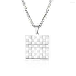 Pendant Necklaces Stainless Steel International Chess Square Fashion Minimalist Necklace Jewelry Gift For Men