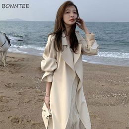 Women's Trench Coats Prevalent Women Autumn Highend Korean Fashion Streetwear Ulzzang Retro Elegant Temperament Adjustable Waist Chic 230329