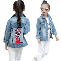 Jackets 2 12Yrs Girls Denim Coat Baby Girl Clothes Spring Embroidery Children Jeans Jacket Sequins Little Beauty Design Kids Outerwear 230329