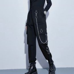 Women's Pants s Streetwear Cargo Pant Casual Joggers Black High Waist Loose Female Trousers Korean Style Ribbon Ladies Drop 230329