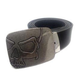 Belts Designer Fashion Mens Big Buckle For Men PU Leather Belt Cowboy With Skull Metal Vintage Cool