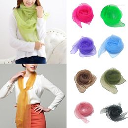 Scarves 70 70cm Transparent Scarf Chiffon Square Scarfs Thin Silk Neck Shawl Stage Performance Pure Colour