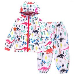 Coat 2023 Children's Waterproof Windbreaker Spring And Autumn Rainproof Hooded Jacket Pants Set Fashion