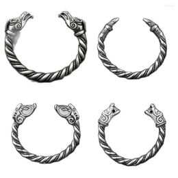 Bangle Trendy Handmade Customise Viking Wolf Wild Boar Bracelet For Men Cuff Tibetan Silver Odin Raven Opening Bracelets Jewellery