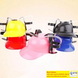 Straw Helmet Drinking Hat Beer Soda Dual Straw Drinking Hat Christmas Porta Bebidas Party Supplies Party Hats Beverage Holder Helmet