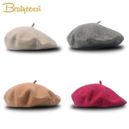 Caps Hats Topi Bayi Wol Fashion untuk Anak Perempuan Baret Elastis Warna Permen 1 4 Tahun 1 Buah 230328