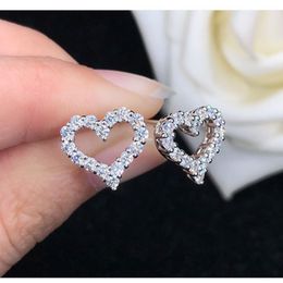 Stud Real GRA Certified Heart Stud Earrings Pass the Diamond Test for Women Girls Sterling Silver Diamond Earrings Jewellery 230328