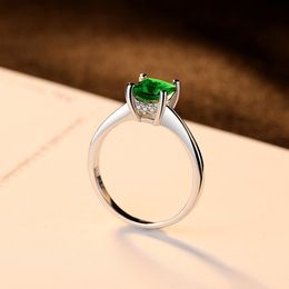 925 Silver Four Claw Gemstone Women Wedding Ring High Grade Shiny Zircon Ring Luxury Exquisite Jewellery Gift