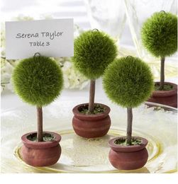 100pcs Wedding Favours Gift Green Potted Plants Place Card Holder For Green Theme Topiary Tree Place wedding decoration dh32