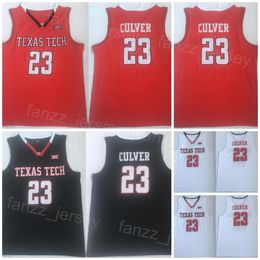Texas Tech Star College Basketball 23 Jarrett Culver Jersey Men University Shirt All Stitched Team Colour Black White Red For Sport Fans Breathable Pure Cotton NCAA