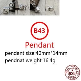 B43 S925 Sterling Silver Pendant Personalised Fashion Simple Couple Creative Cross Screen Letter Net Red Hip Hop Punk Style Jewellery Lover Gift