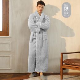 Men's Sleepwear Cotton High Quality Velvet Comfort Bathrobe Winter Men Women Luxury Thicken Warm Dressing Gown Plus Large Size House Robe