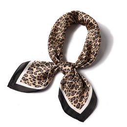 Scarves Spring Silk Women Scarf Hijab Neck Foulard Shawls Wraps Lady Fashion Leopard Print Square Scarves Bandana Headband Kerchief 230328