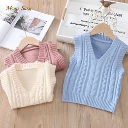 Waistcoat Baby Boy Girl Sweater Vest Cotton Infant Toddler Child Knit Waistcoat Twist Sweater Sleeveless Spring Autumn Baby Clothes 1-8Y 230329