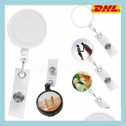 Pendants Sublimation Diy Id Holder Name Tag Card Key Badge Reels Round Solid Plastic Clipon Retractable Pl Reel Cg001 Drop Delivery Dhyes