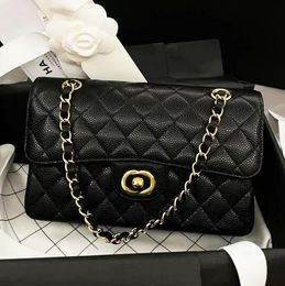 2024 Designer Bags Shoulder Bags Chain Bag Plaid Flap 5a 26 Flap Caviar Shouder Handbag Gold Silver Chain Leather Double Letter Solid Colour Buckle Square s