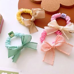 2023 Spring New Children's Sweet Mesh Bow Small Intestine Hair Circle Korean Fashion Girl Princess Ponytail Hair Accessories