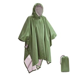 Rain Wear Raincoats Portable Multifunctional 3 In 1 Rain Coat Hiking Camping Raincoat Poncho Mat Awning Durable Outdoor Activity Rain Gear Supplie 230329