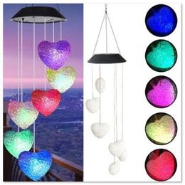 Strings LED Solar Powered Chime Lamp Decorative Light Hanging Colour Changing Spiral Spinner Wind Bell Home GardenLED
