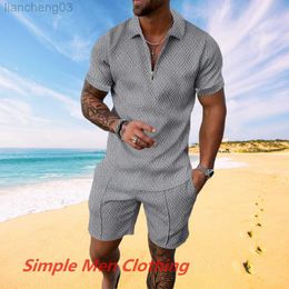 Men's Tracksuits Summer Men's Luxury Polo Shirt Shorts Suit Fashion Trend Tracksuit 2 Pieces Vintage Solid Colour Outfit Set Male Casual Clothing W0329
