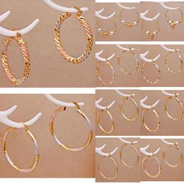 Hoop Earrings 10pcs Trendy Gold Plated Copper Tie Dye Pink Gray Round For Women Fashion Jewelry Accessories Wedding Party Gift