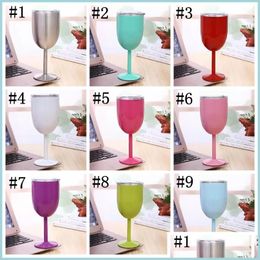 Wine Glasses 10Oz Stainless Steel Double Wall Ice Drink Vacuum Insated Tumbler With Lids Nonslip Glass 11 Color Wly935 Drop Delivery Dhe6X