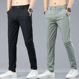 Men's Pants Men's Trousers Spring Summer Thin Green Solid Color Fashion Pocket Applique Full Length Casual Work Male