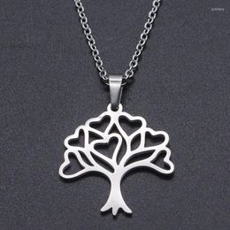 Pendant Necklaces Tree Of Life Stainless Steel Charm Necklace For Women Drop Dainty Fashion Jewellery Wholesale