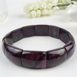 Strand South African Genuine Purple Natural Sugilite Bracelets For Women Rectangle Beads Jewelry Charm Stretch Bracelet