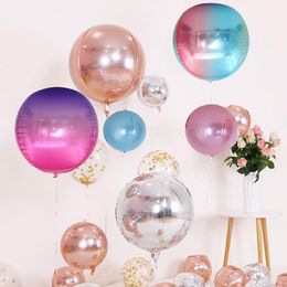 Party Decoration 1pc Rose Gold 4D 22inch Round Aluminum Foil Balloons Gradient Color Metal Balloon Wedding Birthday Baby Shower