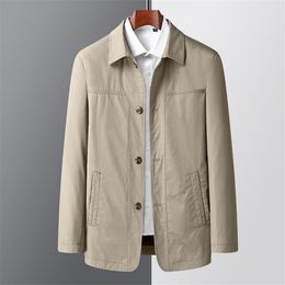 Men's Jackets Jacket Coat Men Spring Autumn Windbreaker Jacket Solid Colour Fashion Causal Button Jacket Male Big Size Coat Khaki Grey 230329