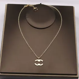 2color Fashion Designer 18k Gold Plated Pendant Necklaces Copper Luxury Brand Double Letter Geometric Link Chain Men Women Couple Lovers Necklace Jewelry