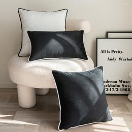 Pillow Case Modern Simple Swan Velvet Black And White Rolling Rope Binding Ins Solid Color Model Room Cushion Large Back