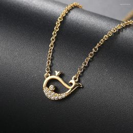 Pendant Necklaces Dainty Delicate Spouting Whale Necklace For Women Cute Cartoon Animal Chain On Neck Accessories Female Jewelry N109