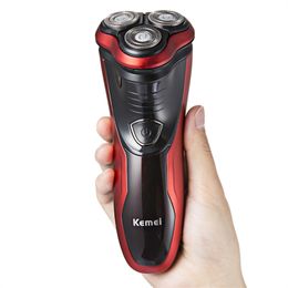 Rechargeable Electric Shaver Washable Trimmer Barbeador Face Men Rotatable Shaving Machine Groomer Beard Kemei 3D Electric Razor DHL Free