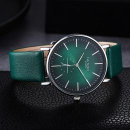 Wristwatches Minimalist Exquisite Women Quartz Watch Fashion Green Elegant Dial Casual Ladies Female Leather Strap Dress Gift Fi