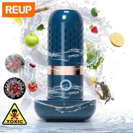 Other Kitchen Tools REUP Protable Fruit Vegetable Washing Machine Capsule Shape Wireless Food Purifier Household Pesticide Disinfection vegetables 230329