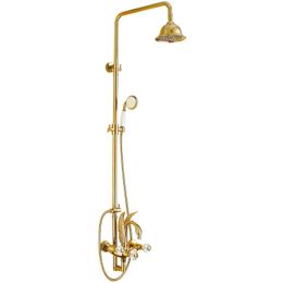 Bathroom Shower Sets Luxury Gold Colour Brass Material 8 Inch Overhead With Swan Faucet Of Set