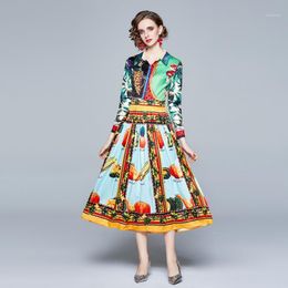 Casual Dresses JSXDHK Elegant 2023 Spring A-line Printing Dress Women's Swing Work Evening Party Special Occasion Pleated Vestidos