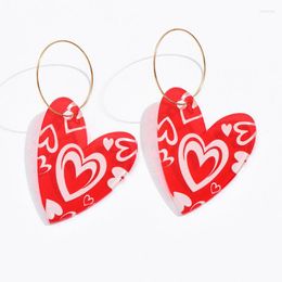 Hoop Earrings Exaggerated Big Heart For Women Girl Personality Red Aretes Night Club Dance Party Jewellery Gift