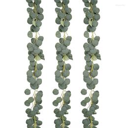 Decorative Flowers 3 Pack Faux Eucalyptus Leaves Garland Vines 6.5ft Greens For Wedding Festive Decor Yard Arrangements
