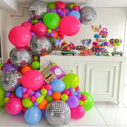 Other Event Party Supplies 119/132pcs Back to 80s 90s Theme Balloon Garland Arch Disco 4D Radio Balloons Retro Party Decorations Hip Hop Rock Po Props 230329