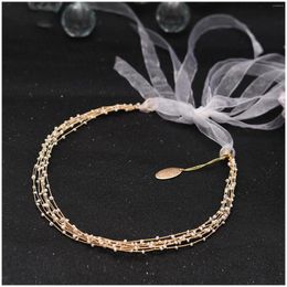 Headpieces Bridal Beaded Hair Hoop Women Silver Gold Organza Lacing Headwear For Banquet Wedding Dresses Skirts NOV99